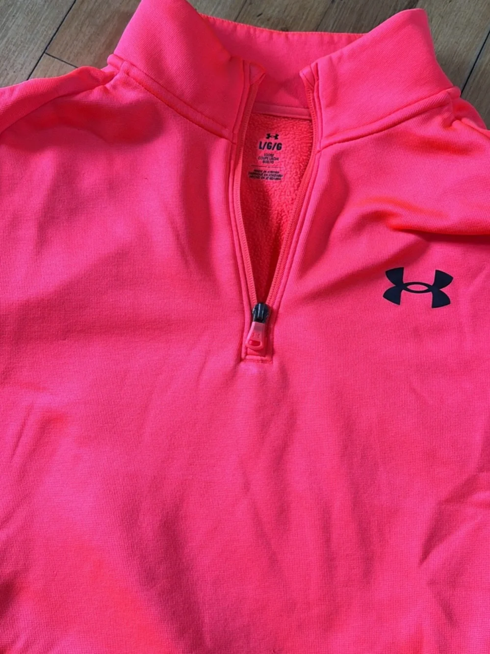 Under Armour Neon Pink Quarter-Zip Performance Top Large